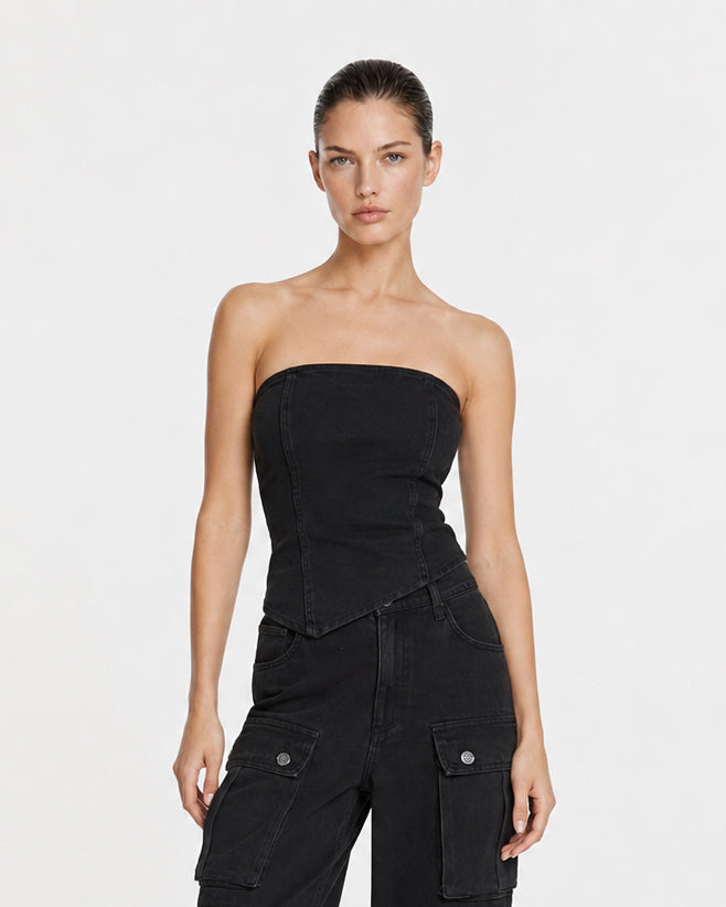 Top Barra Asimetrico Black
