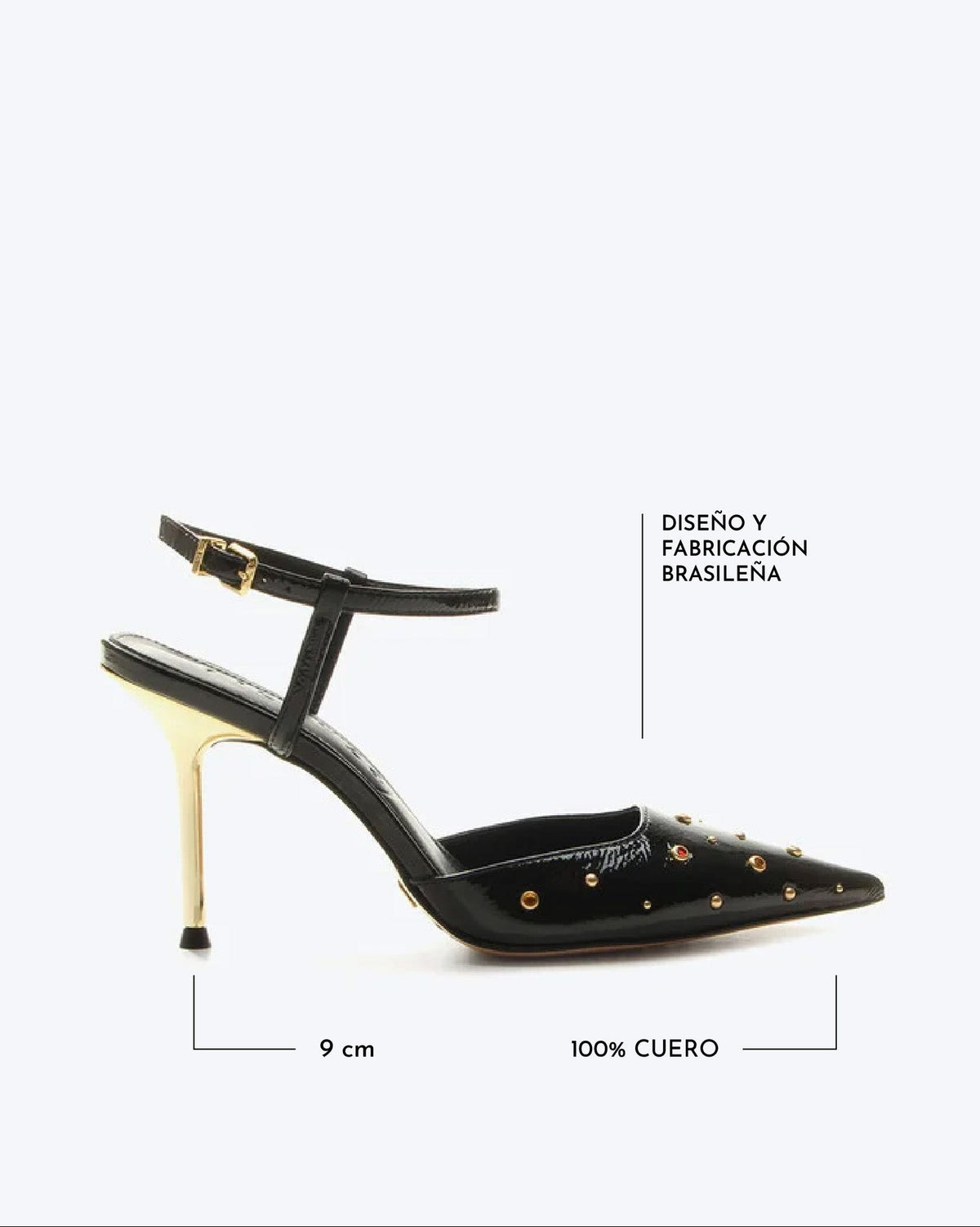 Scarpin Jade Negro y Dorado VZ