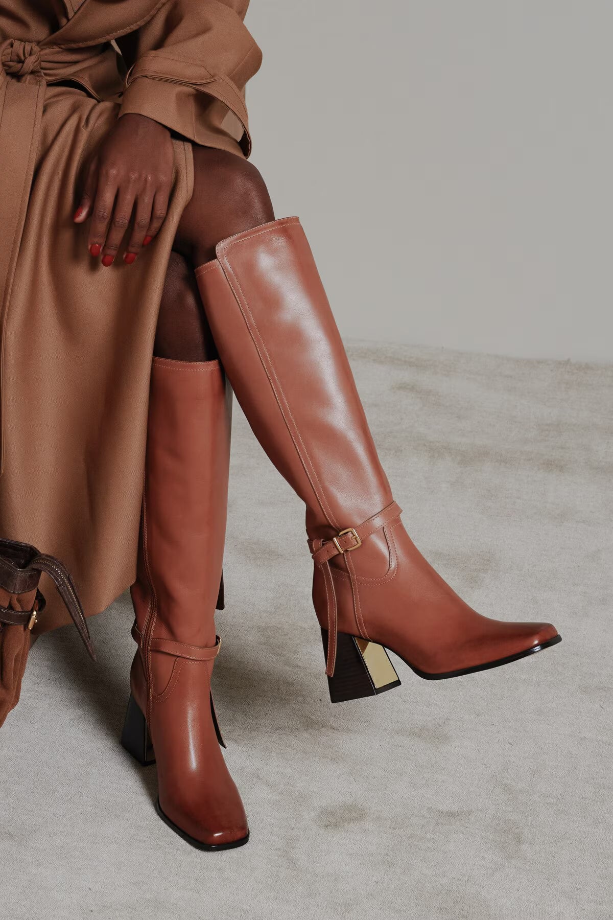 Bota Cana Alta Cuero Caramelo LB - 233