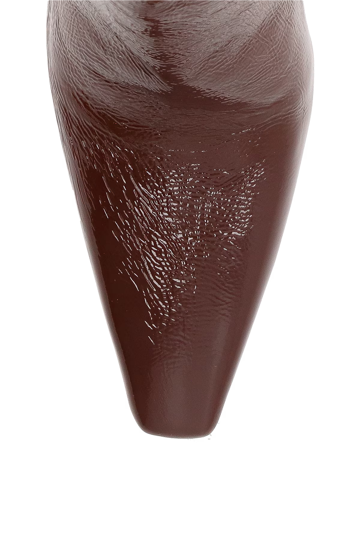 Bota Caña Media Tacón Alto Flare Cuero Marron Luiza Barcelos