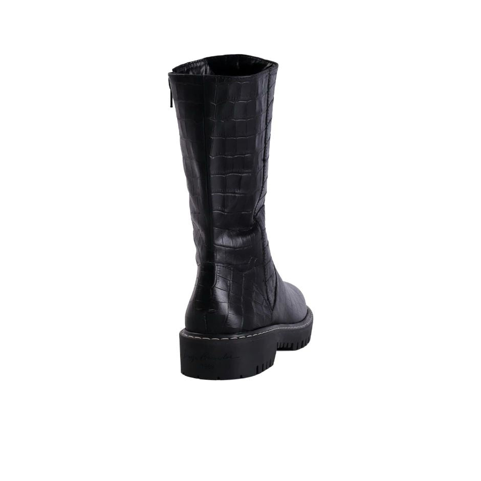 Bota Cuero Croco Negra Luiza