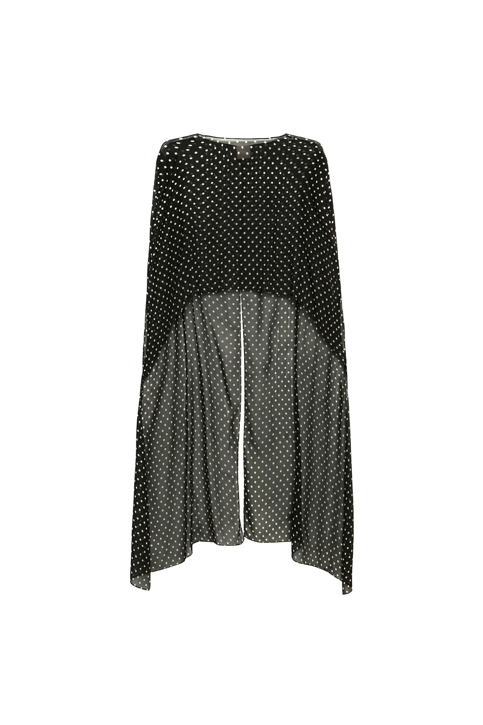 Capa Mullet Georgette Lunares Negro TIG