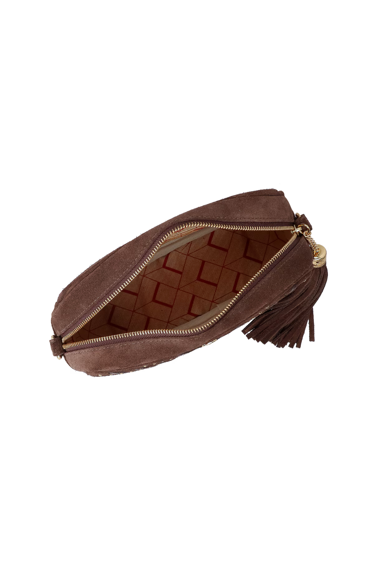 Cartera Cuero Marron Camuza Luiza Barcelos