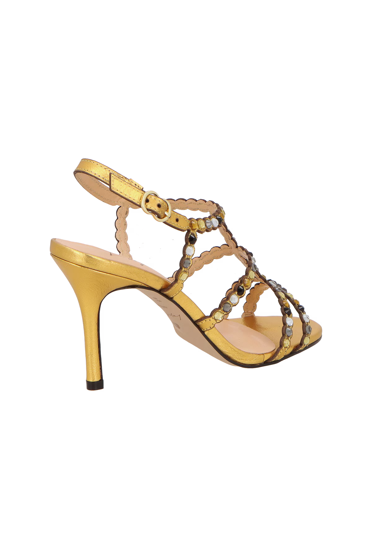 Sandalia Cuero Dorada Cristales Luiza Barcelos - 139