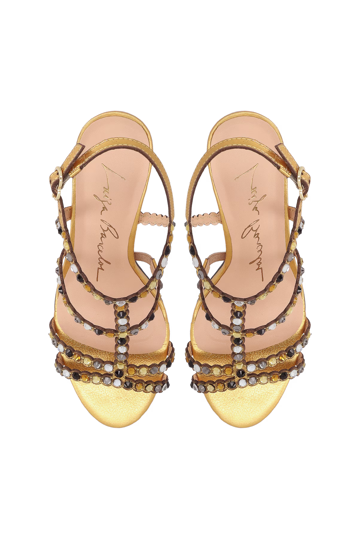 Sandalia Cuero Dorada Cristales Luiza Barcelos - 139