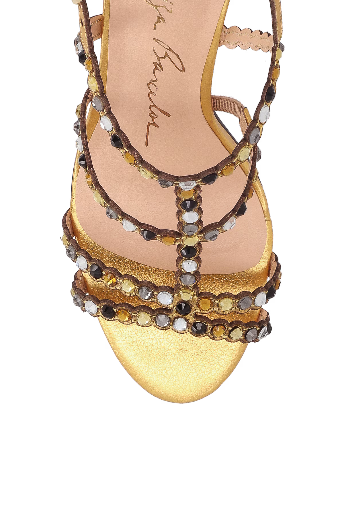Sandalia Cuero Dorada Cristales Luiza Barcelos - 139