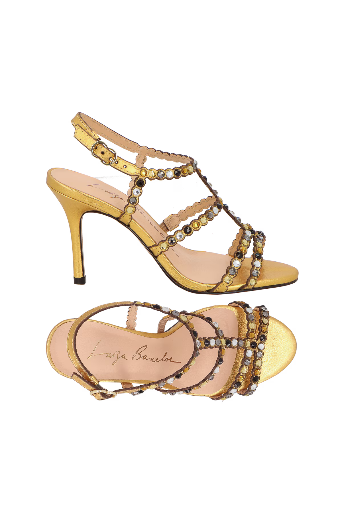 Sandalia Cuero Dorada Cristales Luiza Barcelos - 139