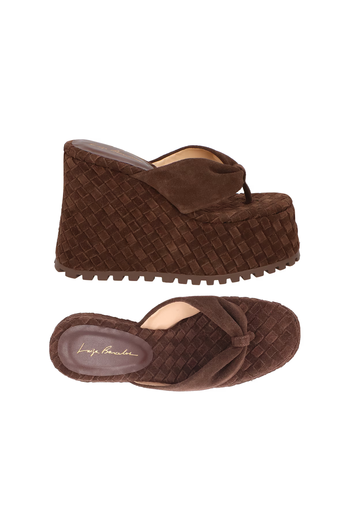 Sandalia Plataforma Alta Camuza Marron Luiza Barcelos - 116