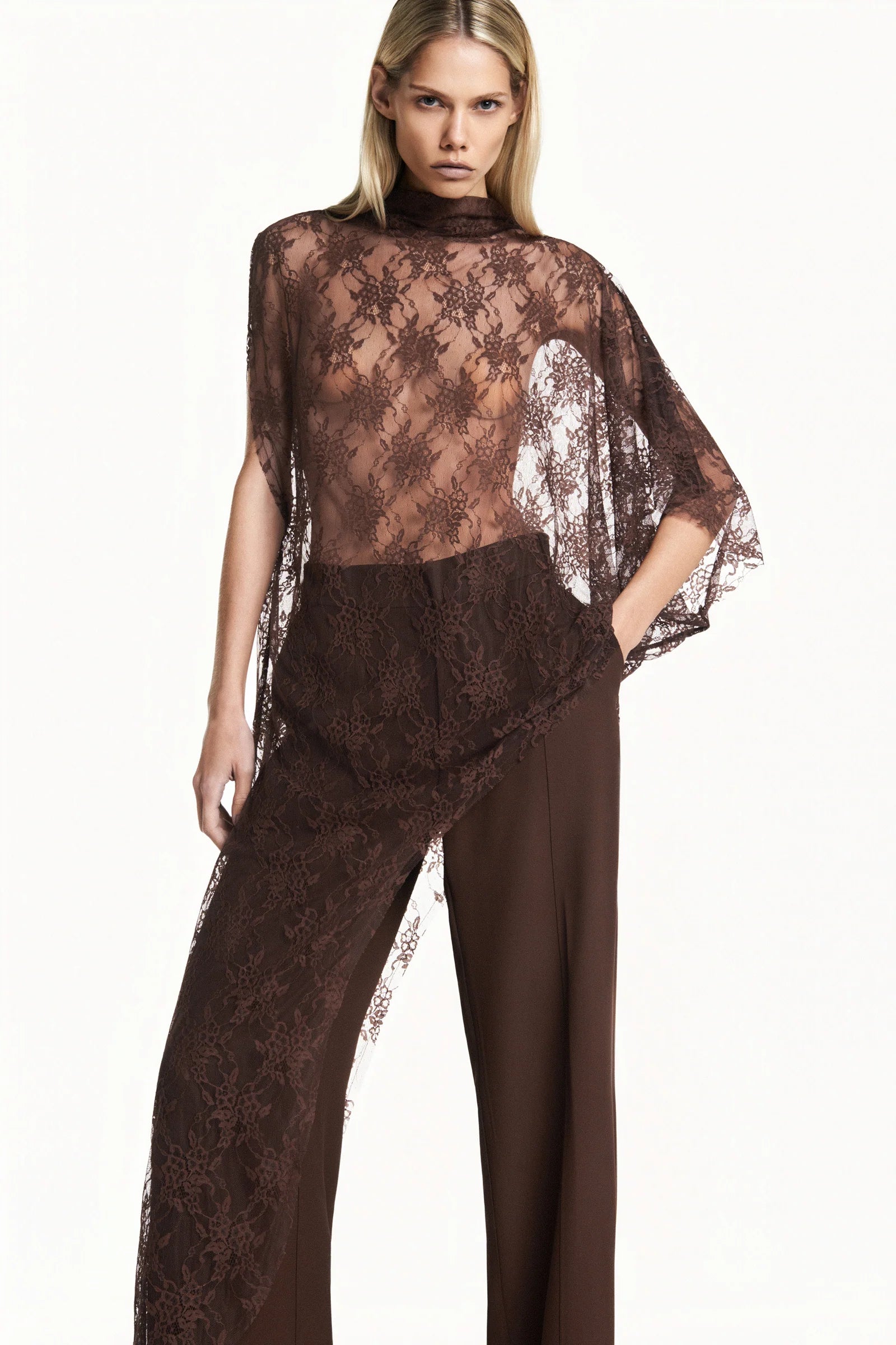 Blusa Kaftan Encaje Marron TIG