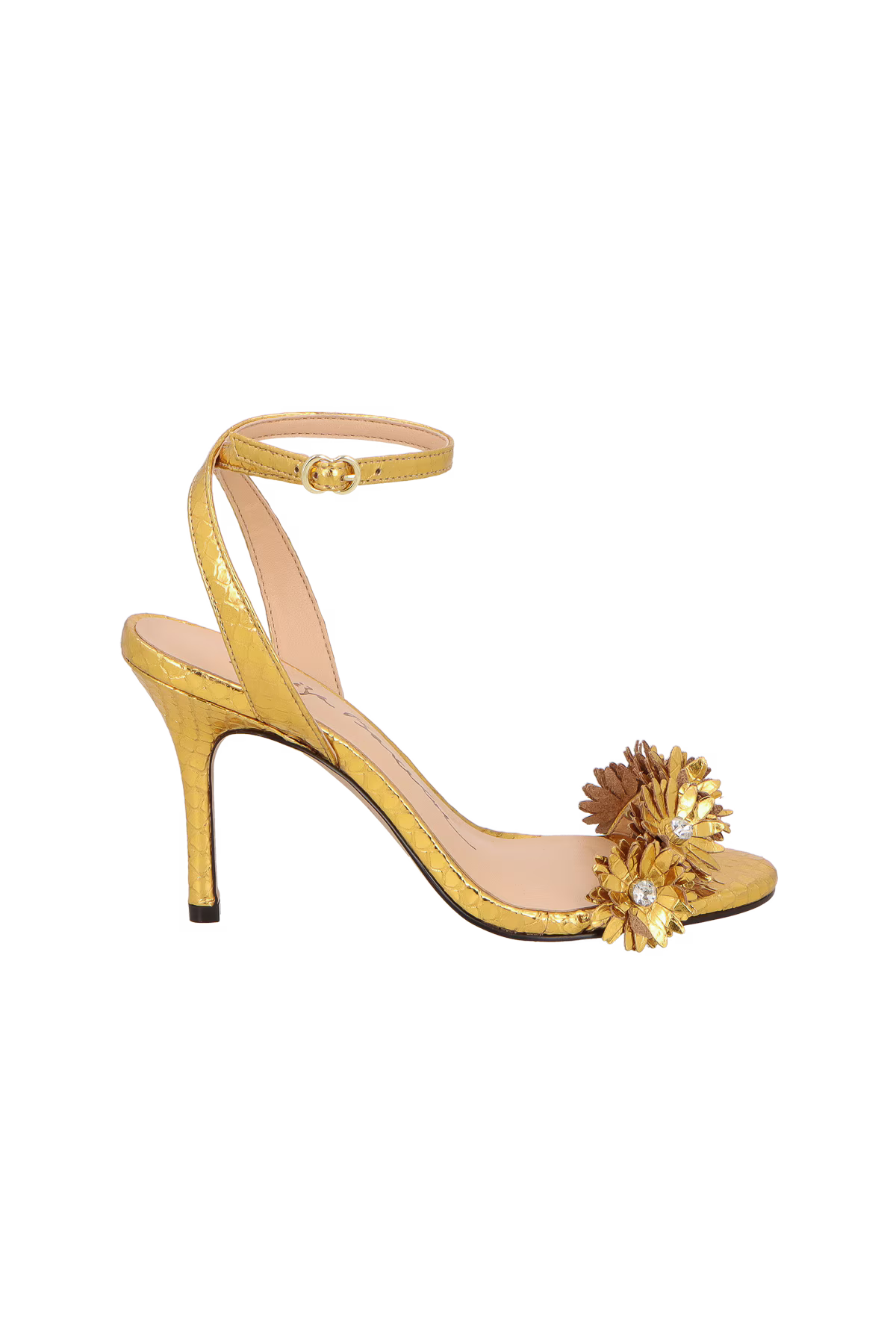 Sandalia Cuero Dorada Con Flores Luiza Barcelos - 100