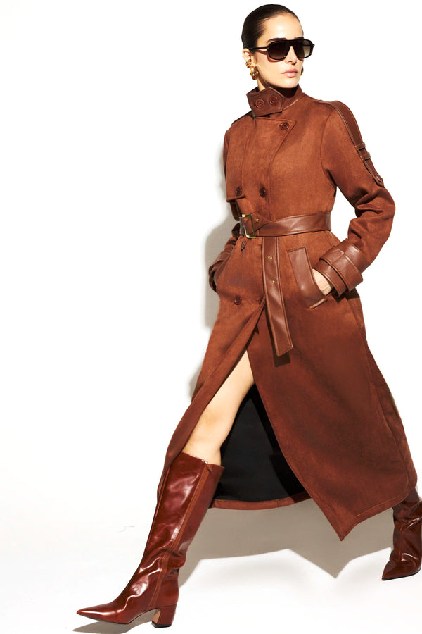Trench Coat Suede Marron Rock Lola