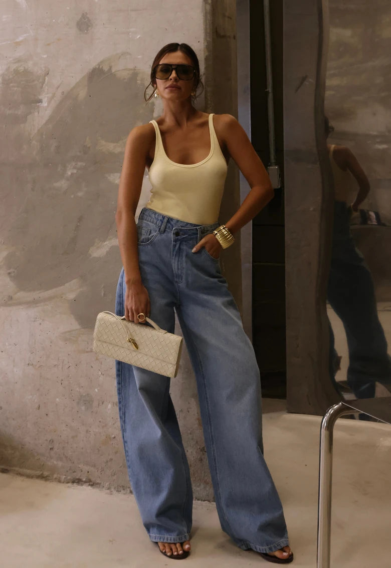 Jeans Wide Leg Twist Claro